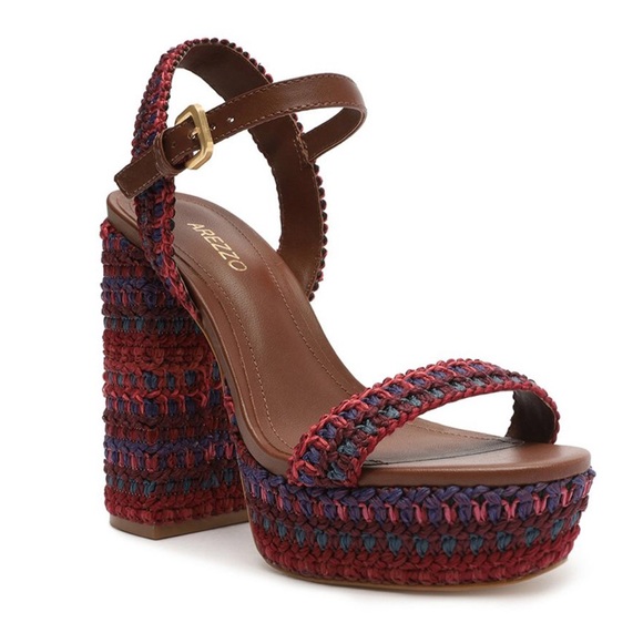 NWOT Arezzo Mya Crochet Block High Heel Sandals - Picture 3 of 11